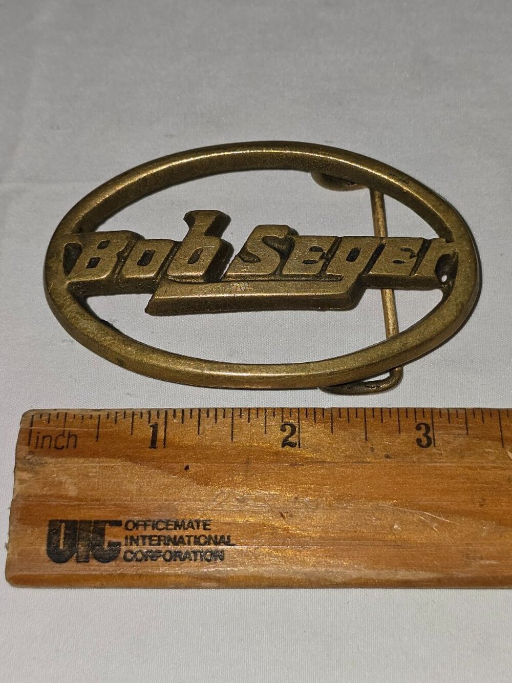 Vintage 1978 Bob Seger Solid Brass Belt Buckle Baron Buckle Co. Rock Band Logo
